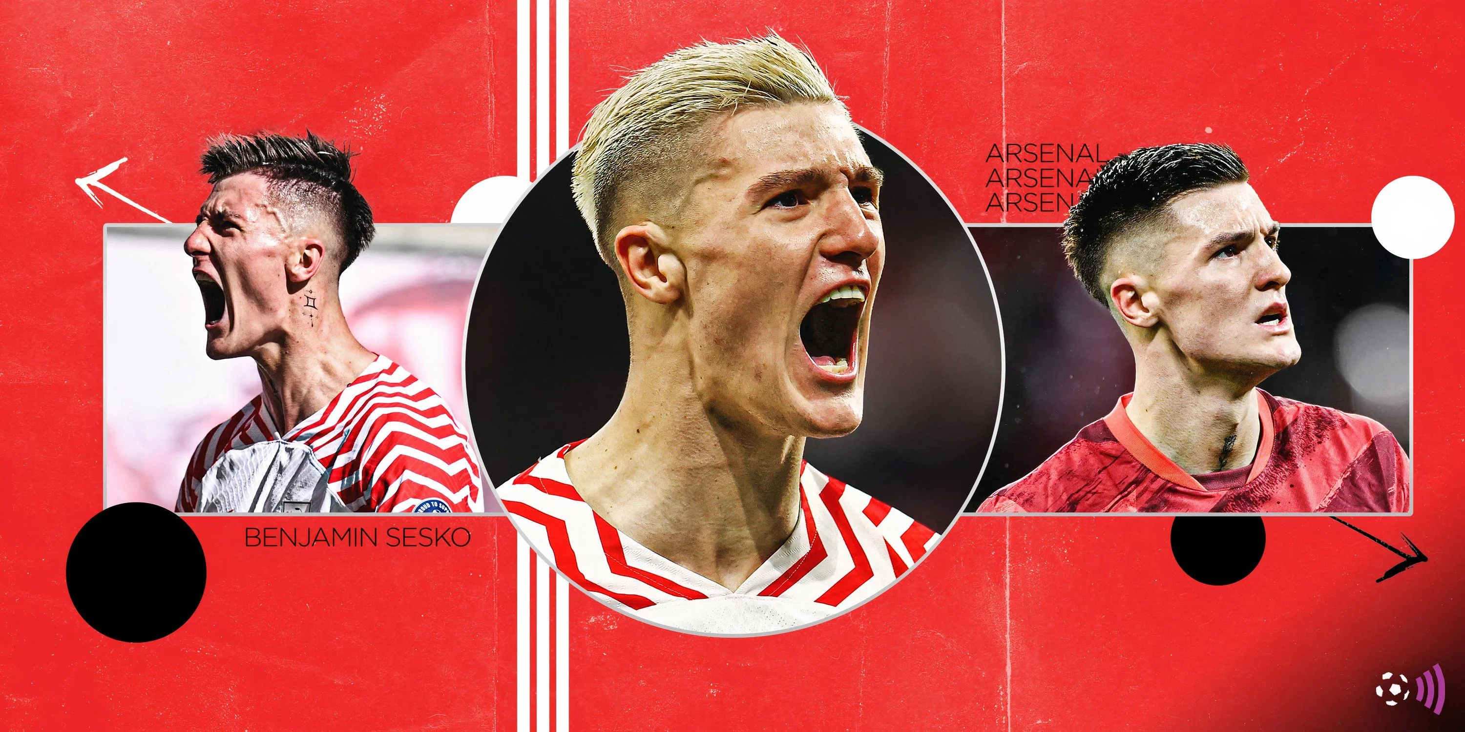Benjamin Sesko trong bối cảnh chuyển nhượng tới Arsenal, kết hợp với Eberechi Eze