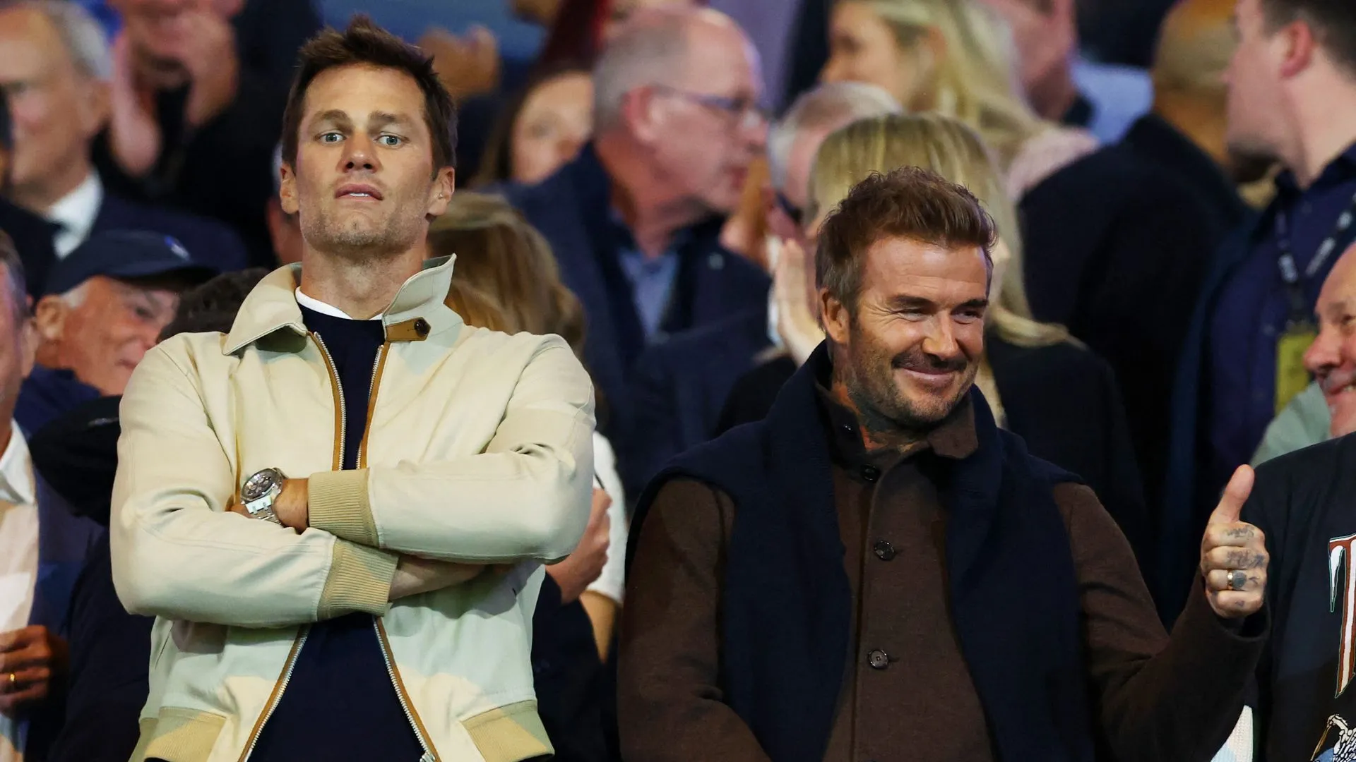 Tom Brady và David Beckham tại St Andrew, sân nhà của Birmingham City
